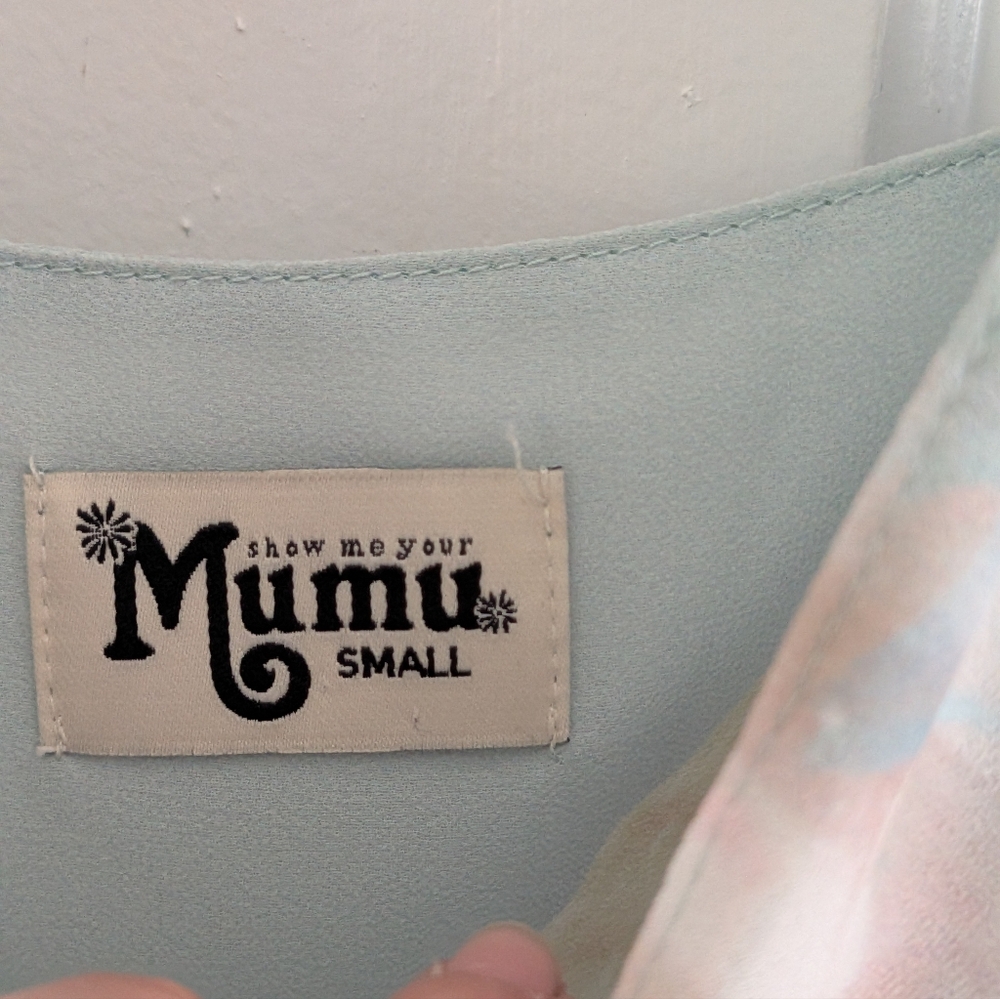 Show Me Your Mumu Seashell High Low Maxi Dress Blue Coastal Small Wrap Style - Picture 5 of 6